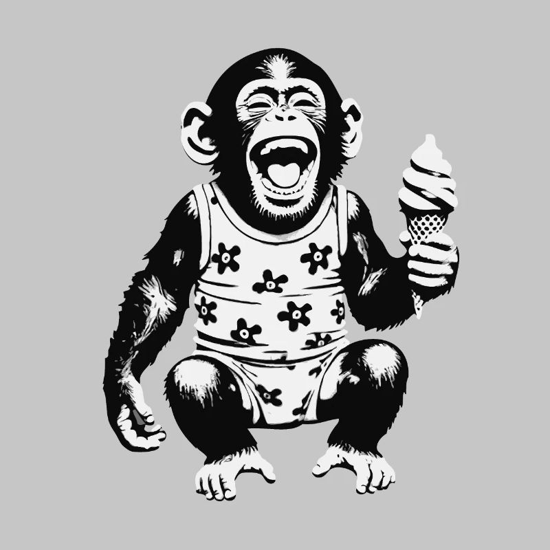 Lachendes Äffchen mit Eis