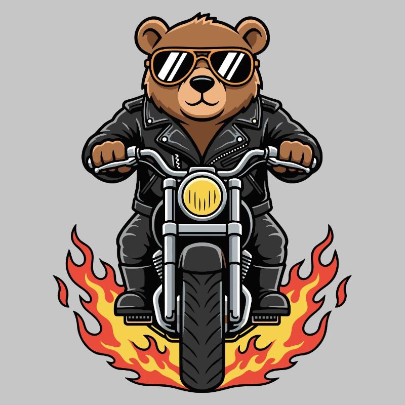 Cool Biker Bear Motorradflammen
