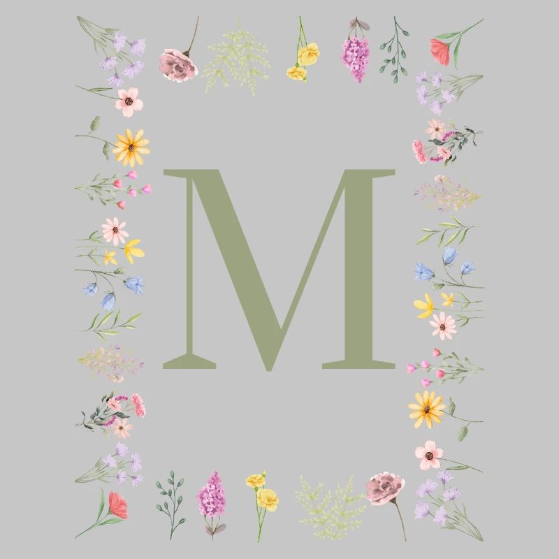 Initiale M Blumen Monogramm