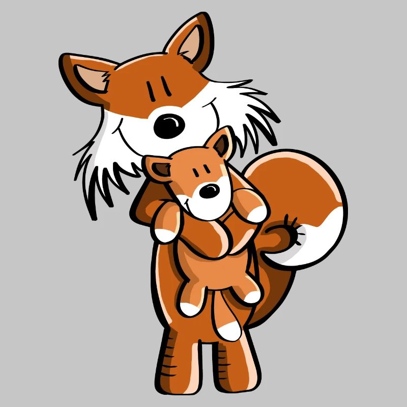 Fuchs mit Babyfuchs - Comic- Geschenk - Kinder