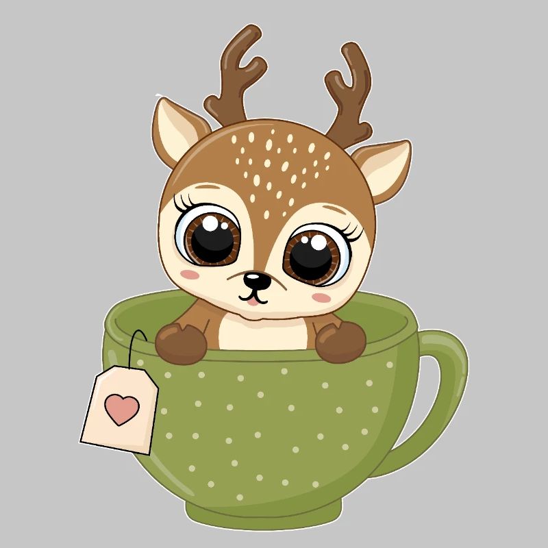 Fawn in Tea Mug Funny Forest Tea Drinker