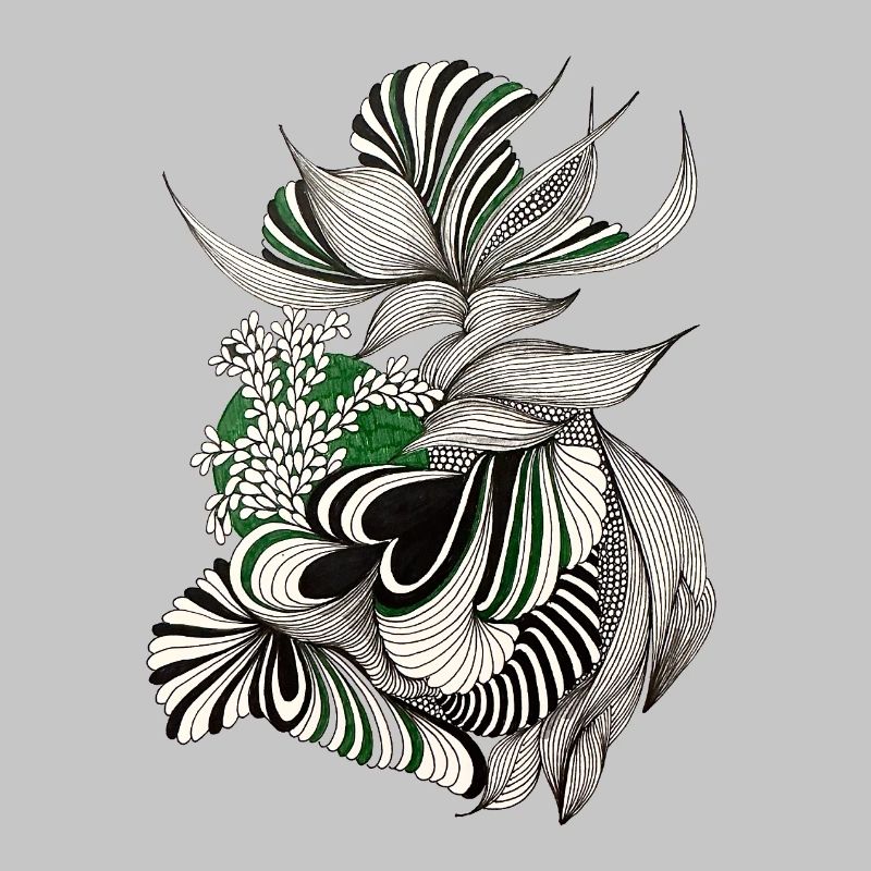 Green Lines Botanical Pattern