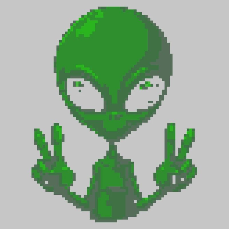 Pixel Alien Friedenszeichen-Tee