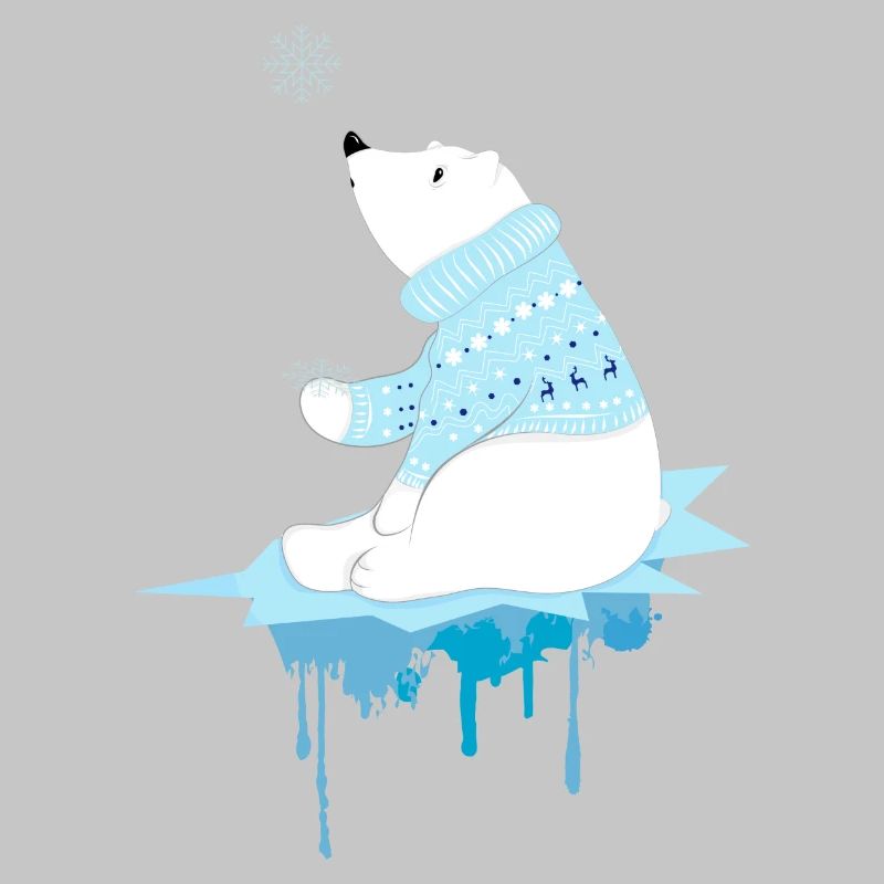 Eisbär mit Schneeflocken