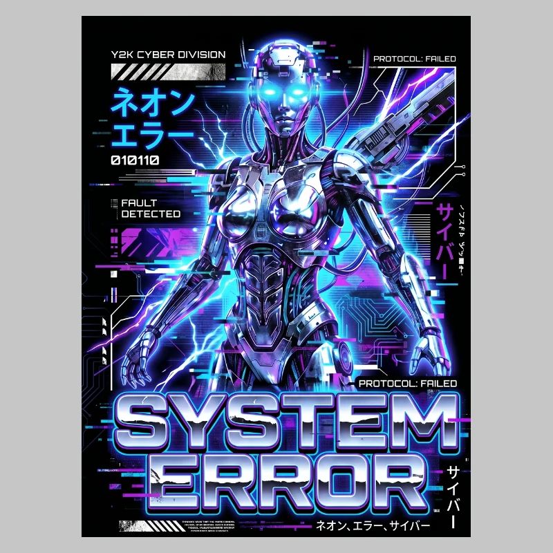 System Error Neon Cyborg