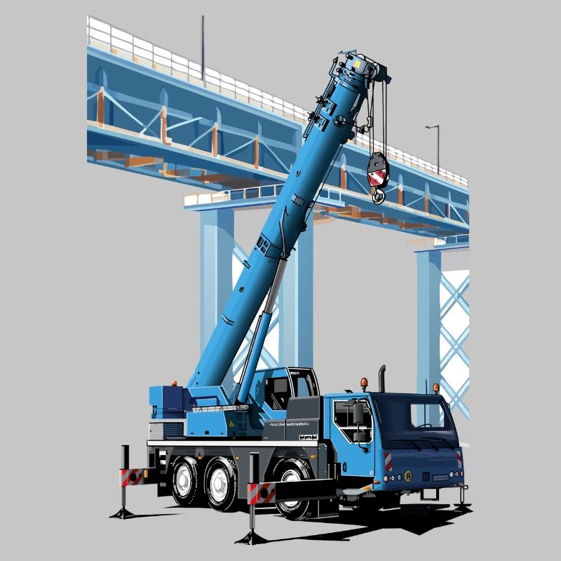 Mobile crane assembles bridge sections