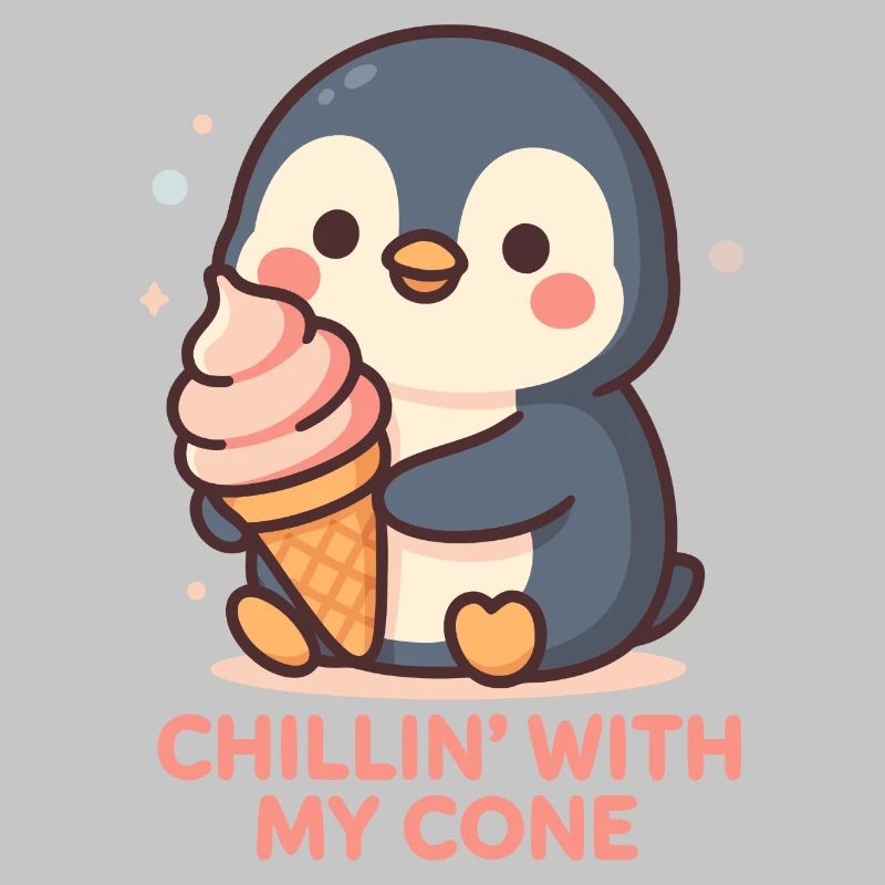 Pingouin mignon avec un design de cornet de glace