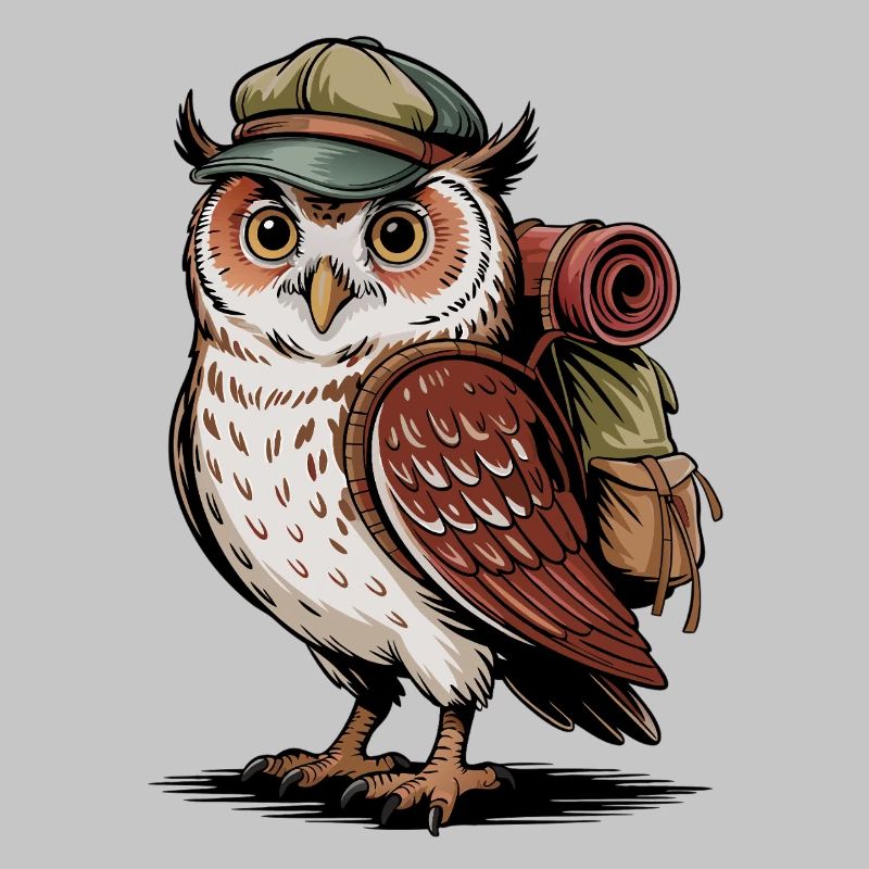 Waldwanderer Eule mit Rucksack