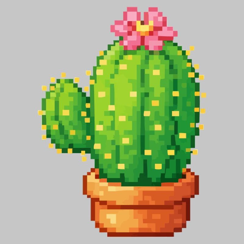 Cactus pixel avec fleur