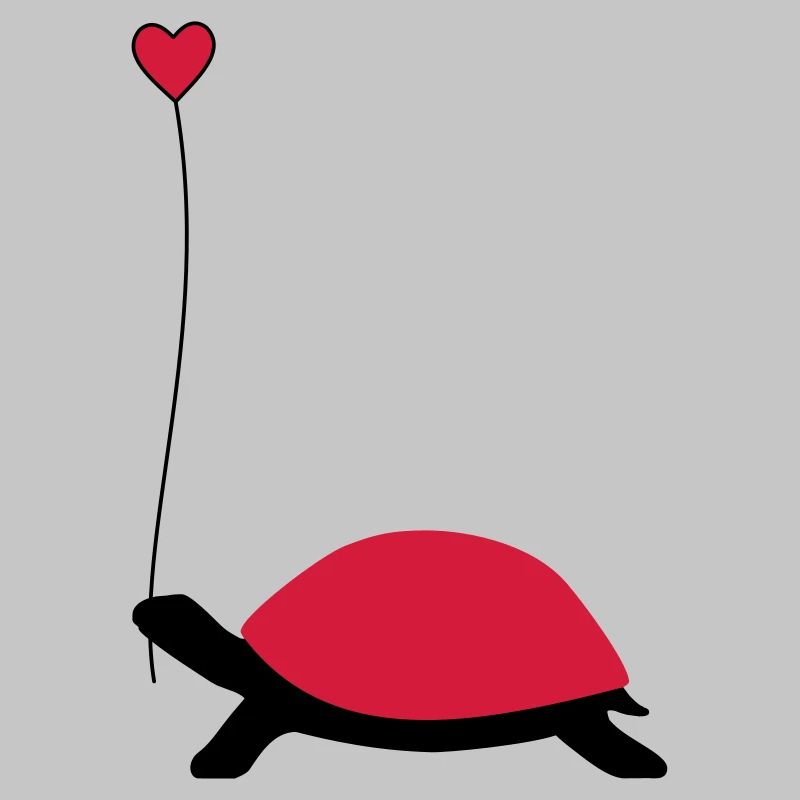 Turtle with heart balloon