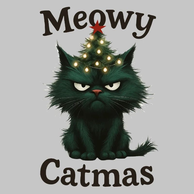 Meowy Catmas Grumpy Christmas Cat