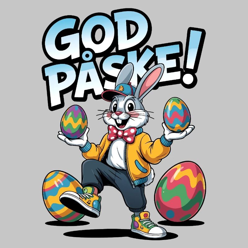Easter bunny with colorful eggs
