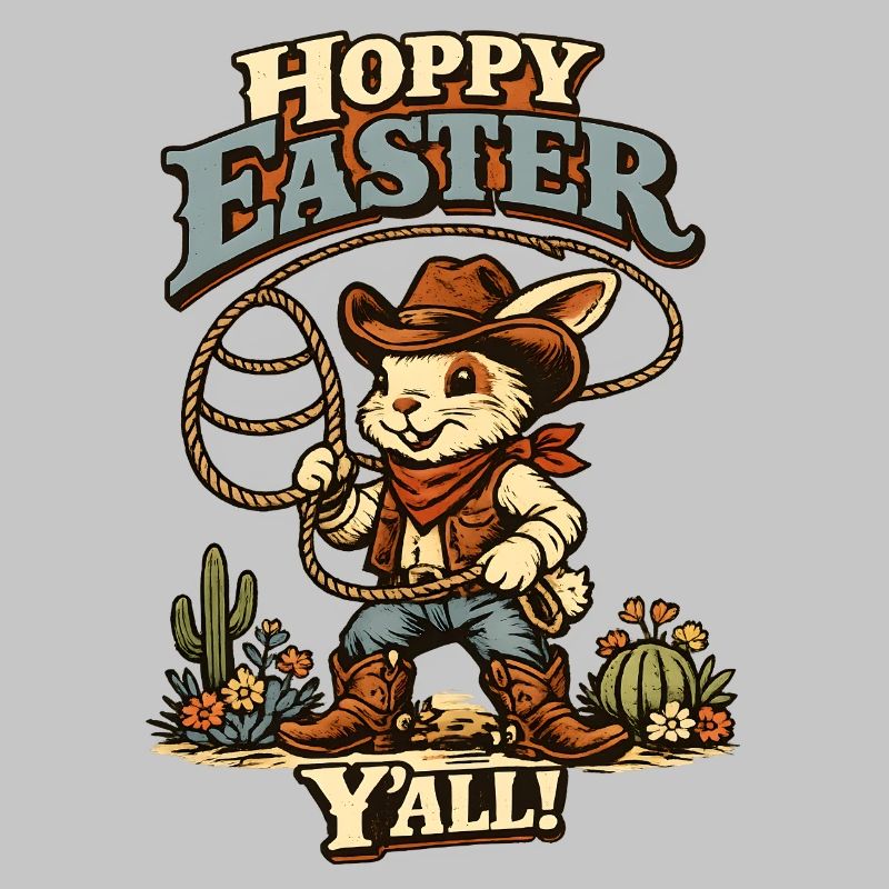 Retro Bunny Howdy Easter Rabbit Ears