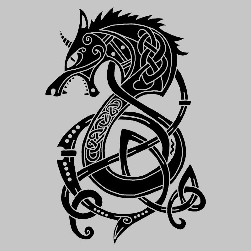 Wikingerwolf Drache (schwarz)