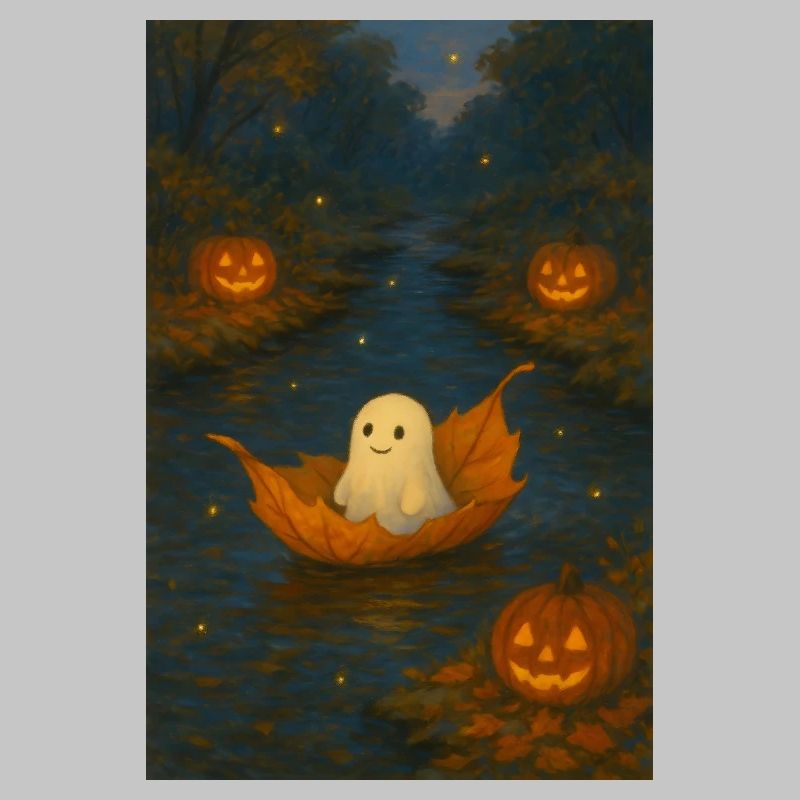 Fantôme mignon dans le feuillage d’automne