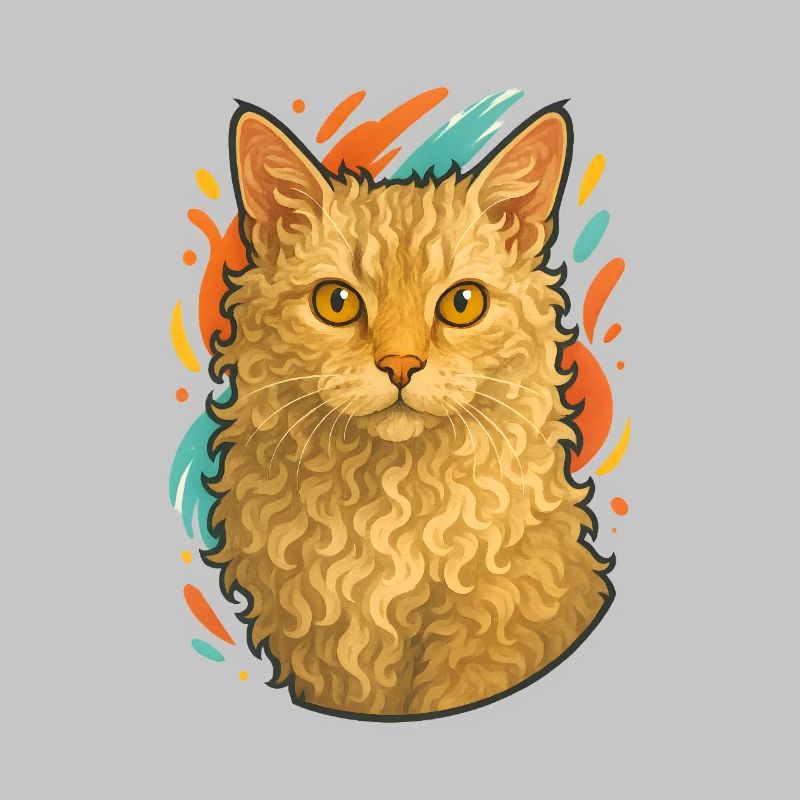 LaPerm Katze mit lebendigem Hintergrund