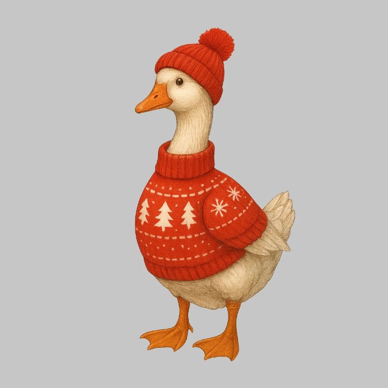 Gans im Strickpullover