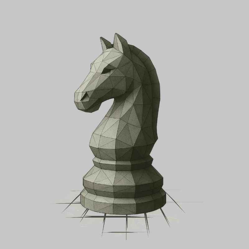 Low Poly Schach Springer Design