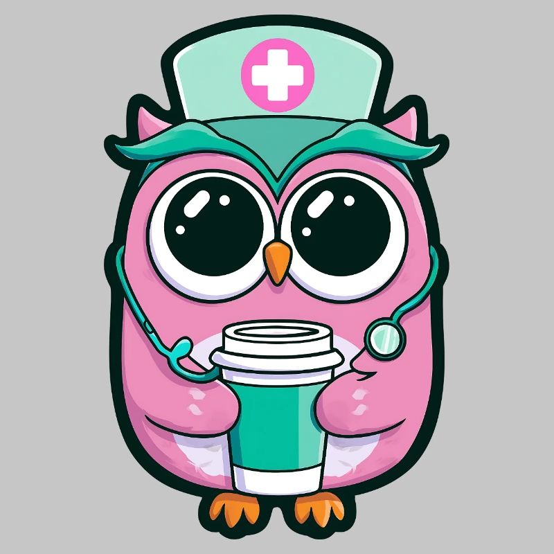 Kawaii Krankenschwester Eule Kaffee