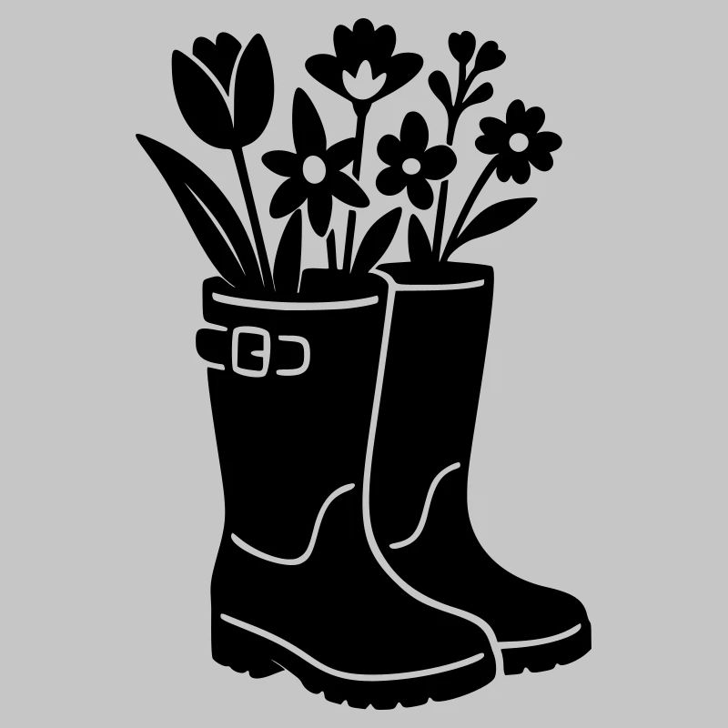 Frühlingsstiefel mit Blumen