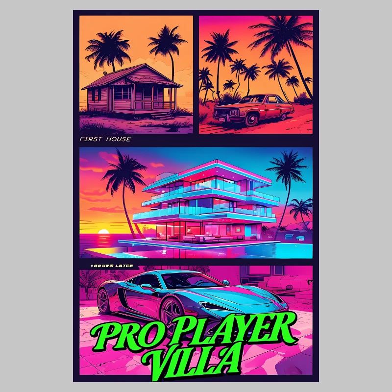 PRO PLAYER VILLA - Art de jeu Neon Synthwave