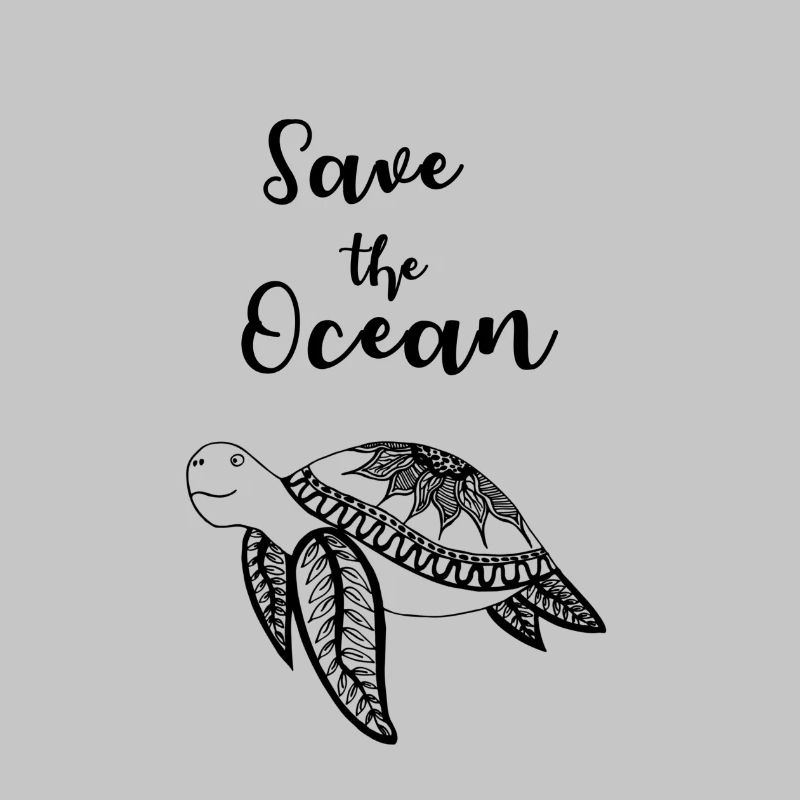 Save the Ocean slogan with turtle