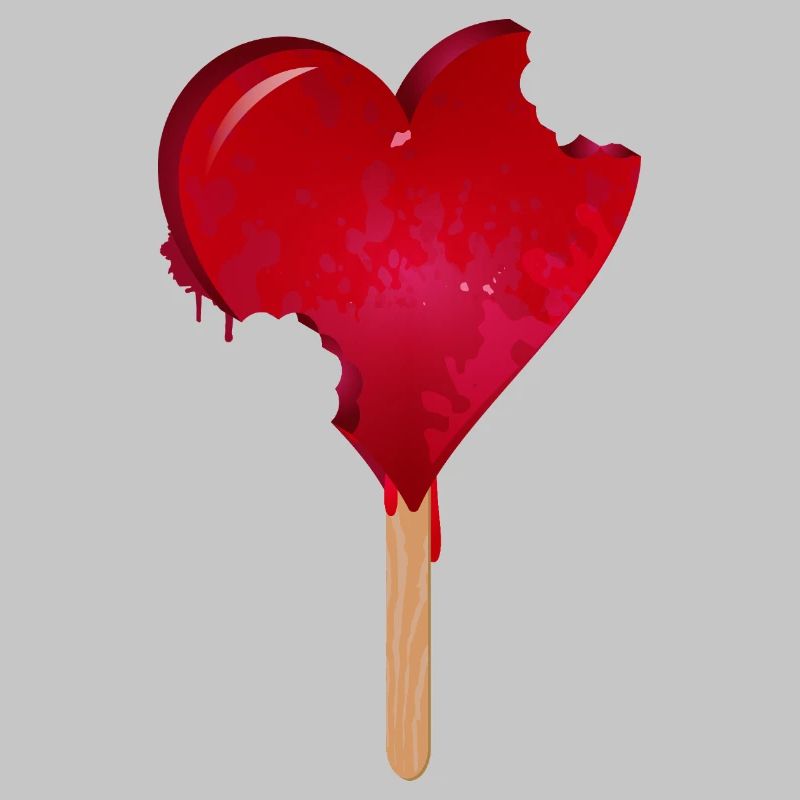Rotes Herz Eis mit Biss