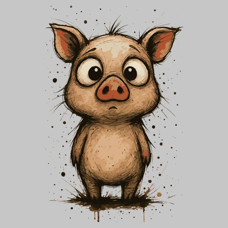 Funny piglet with big eyes – splash