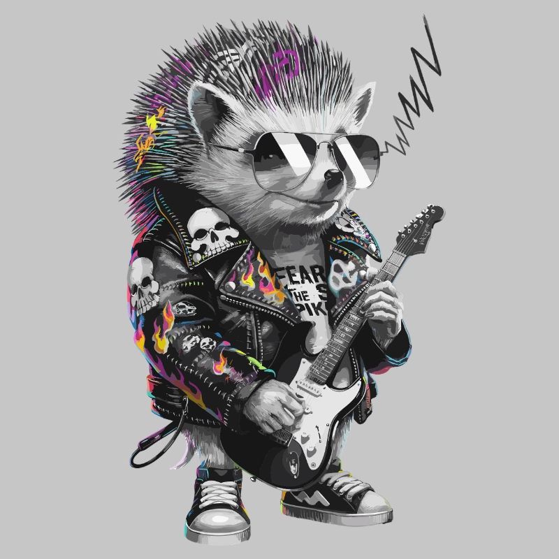 Punkig Igel mit E-Gitarre