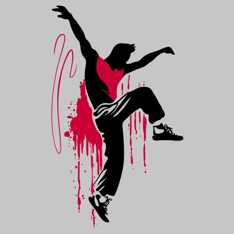 Breakdancer Dancer Silhouette in Red Black