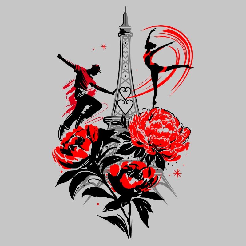 Dancer Paris Silhouette, Red Black Abstract