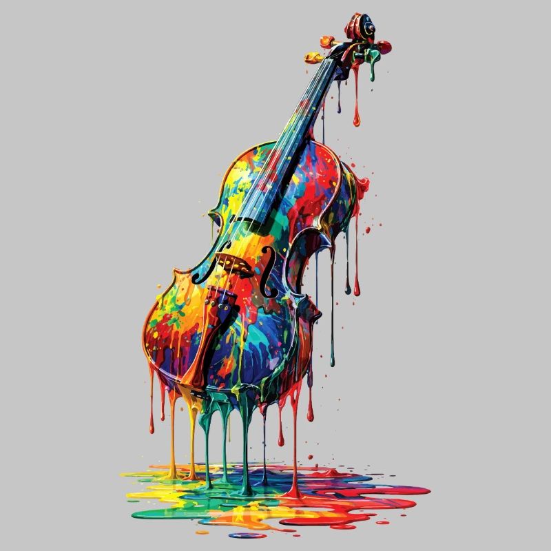 Violin with dripping paint