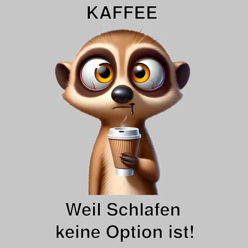 Müdes Erdmännchen mit Kaffee