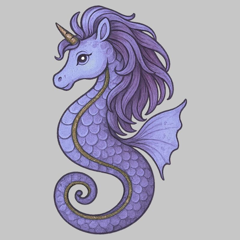 Seepferdchen-Einhorn Lila Violett