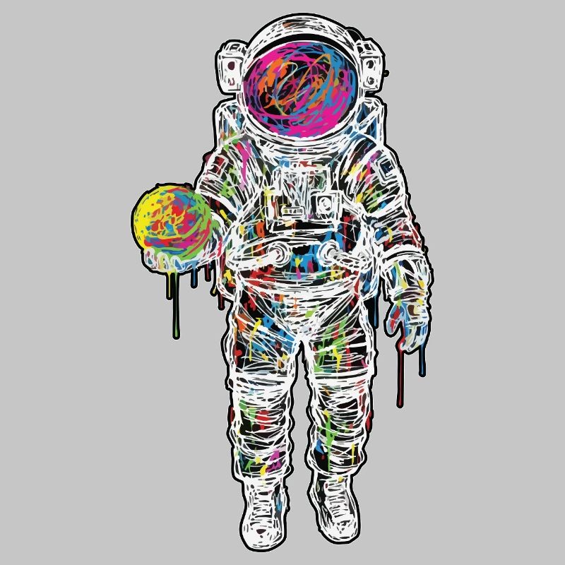 Space Astronaut Scribble Painting Planet