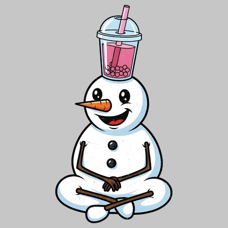 Snowman with Bubble Tea