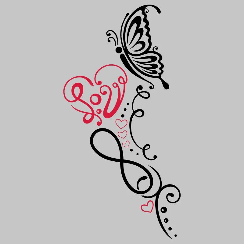 Herz mit Schmetterling, infinity