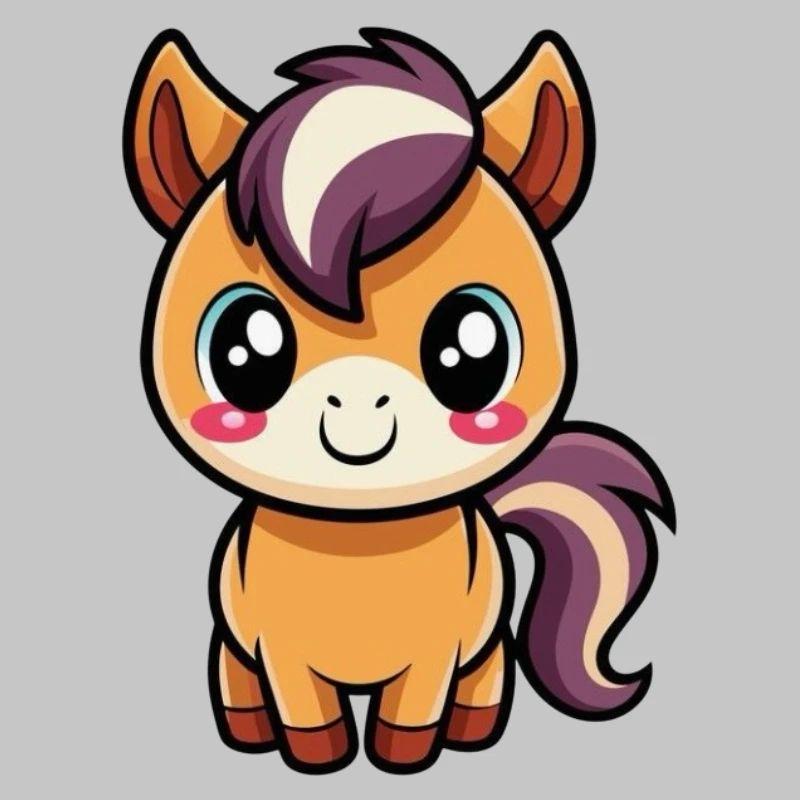 Süßes Chibi-Pony mit lila Mähne