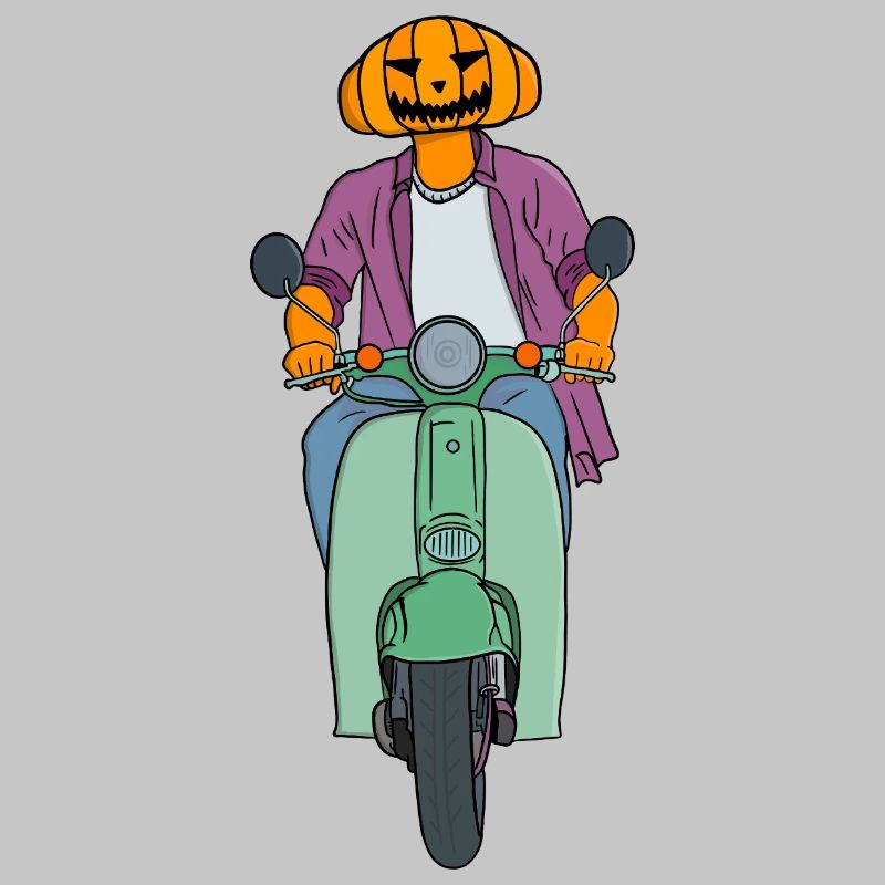 Kürbisfahrer auf Mint Scooter