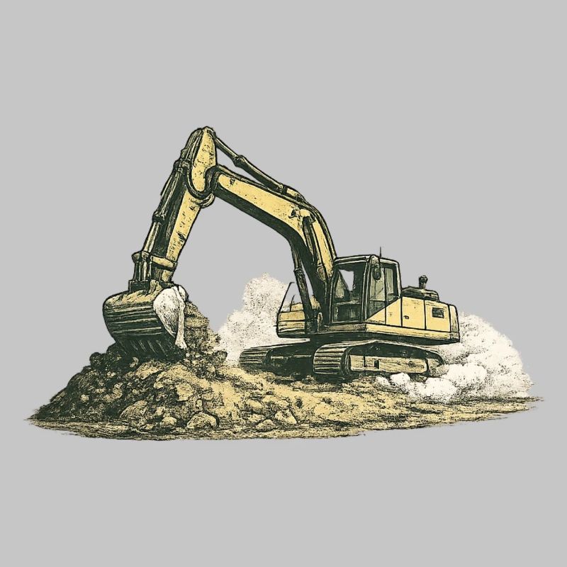 Vintage Excavator Construction Site Construction Machine