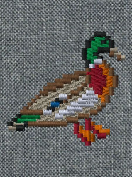 Pixel-Ente bestickt