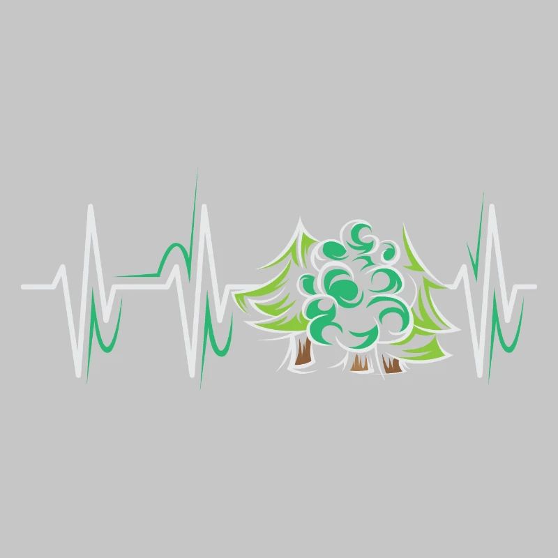 Forest Heartbeat Trees Symbol Pulse ECG icon Graphic