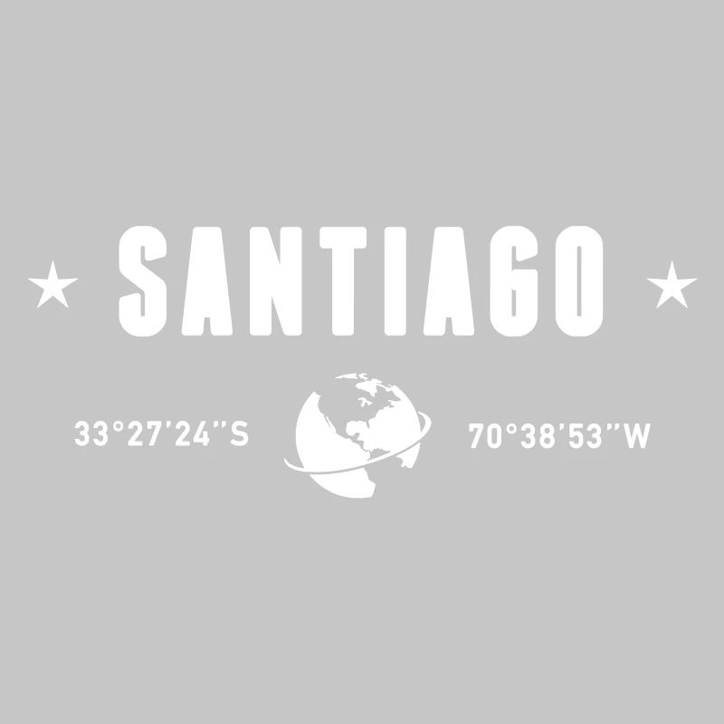 Santiago Chile Coordinates Planet Earth White