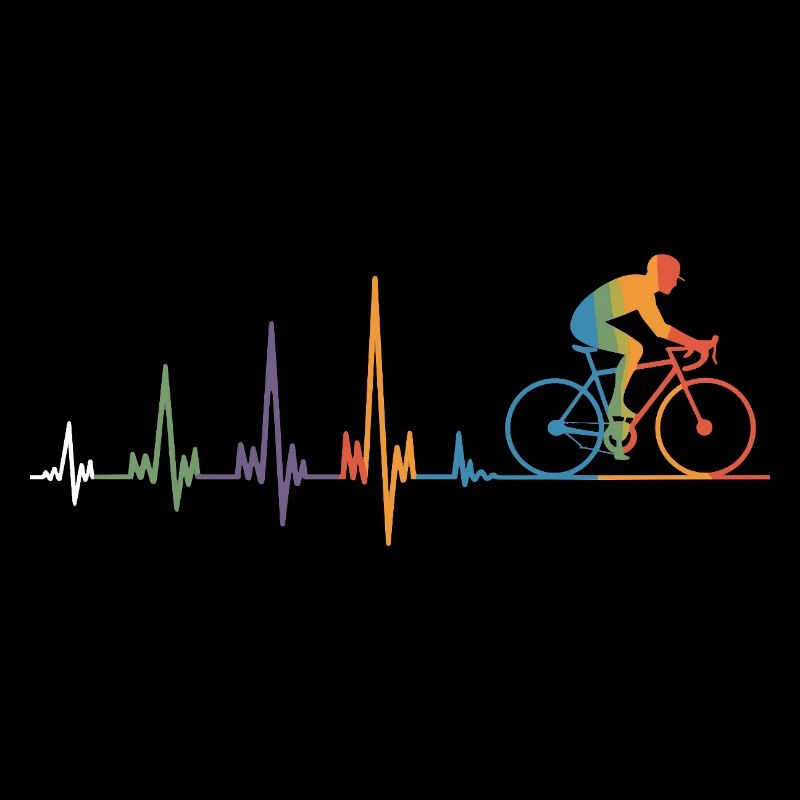 ECG du battement cardiaque du cycliste Cycliste de course coloré