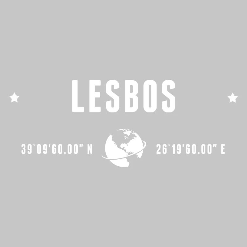 Lesbos Stylized Geographical Coordinates