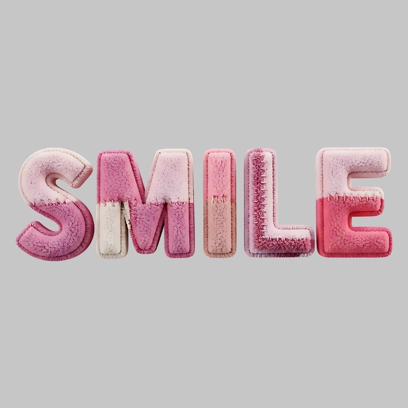 Tendance en patchwork de lettrage de sourire moelleux
