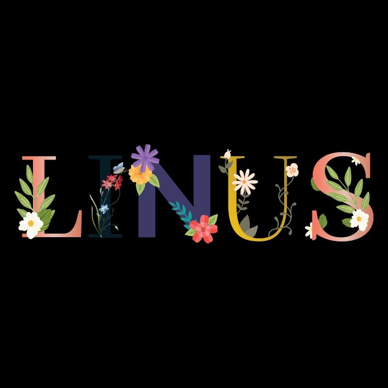 LINUS Name mit Blumen geschmückt