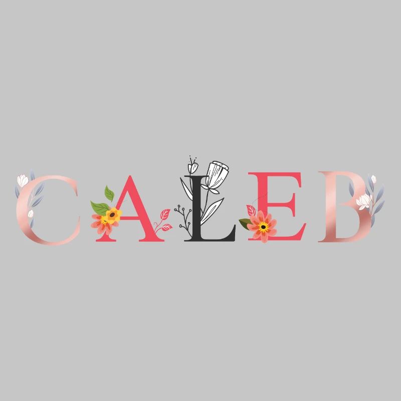 CALEB Namenskunst mit gestickten Blumen