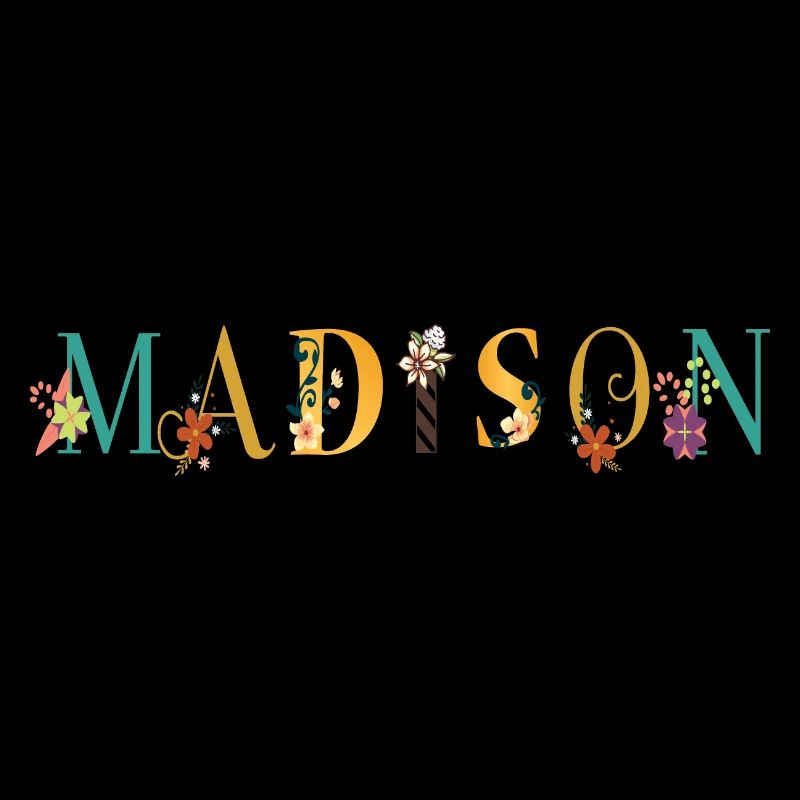 Art du nom MADISON avec fleurs brodées
