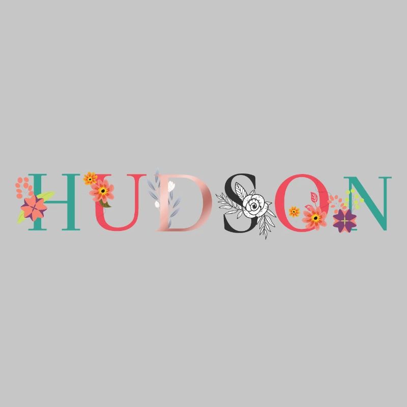 Art du nom HUDSON avec fleurs brodées